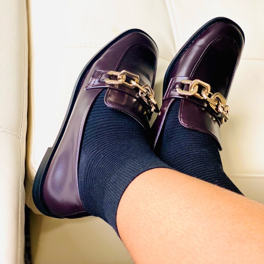 New Zara Low heel chain loafers